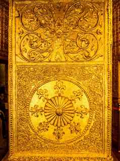 缅甸艺术模式图案装饰设计金墙房间寺庙