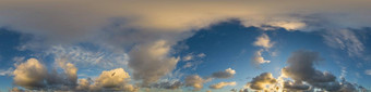 黑暗蓝色的日落天空全景积云云无缝的Hdr帕诺球形equirectangular格式完整的天顶可视化游戏天空<strong>更换</strong>空中无人机全景照片