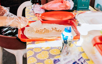 自制的<strong>尼加拉瓜</strong>quesillo传统的大quesillo食物手使<strong>尼加拉瓜</strong>quesillo关闭手使传统的quesillo腌洋葱