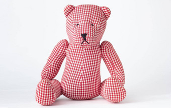 孤立的手工制作的泰迪熊玩具白色背景