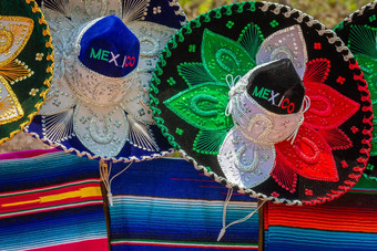 色彩斑斓的传统的<strong>墨西哥帽子帽子</strong>记忆坎昆<strong>墨西哥</strong>