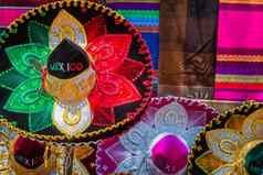 色彩斑斓的传统的墨西哥帽子帽子记忆坎昆墨西哥