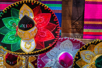 色彩斑斓的传统的<strong>墨西哥帽子帽子</strong>记忆坎昆<strong>墨西哥</strong>