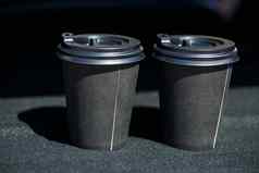 黑色的生态纸杯采取咖啡杯热茶成员