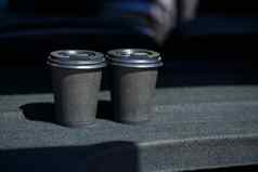 黑色的生态纸杯采取咖啡杯热茶成员