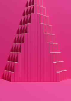 明亮的品红色的霓虹灯粉红色的插图简单的最小的产品显示背景一边视图金字塔摘要模式背景金行奢侈品产品