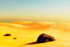 熔岩岩石超现实主义的沙漠景观渲染