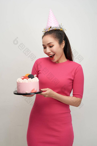 女孩生日蛋糕白色背景