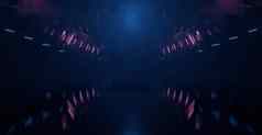 幻想水泥混凝土sci未来主义的网络霓虹灯电激光灯隧道走廊走廊黑暗宇宙飞船地下黑暗烟紫色的几何背景壁纸渲染
