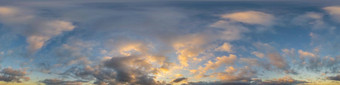 黑暗蓝色的日落天空全景金积云云无缝的Hdr全景球形equirectangular格式完整的天顶可视化天空更换空中无人机全景照片