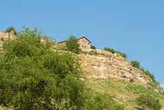 古老的楚富特路洞穴Bakhchisaray城市克里米亚中世纪的堡垒纪念碑历史蓝色的旅游岩石甘蓝石灰石巴赫奇萨赖视图在户外多石的