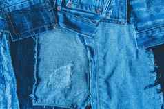 蓝色的牛仔布材料纺织牛仔裤织物背景