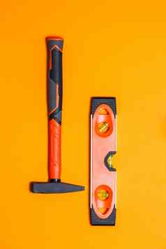 工具修复锤指甲水平橙色背景工具包向导