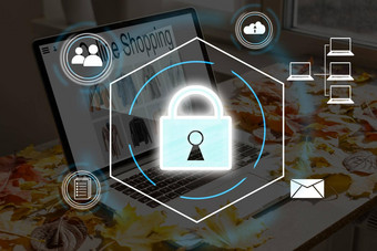 数字挂锁图标网络安全网络数据保护技术虚拟接口屏幕在线互联网授权访问网络攻击业务数据隐私概念