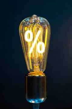 灯泡发光的百分比马克内部创造力概念