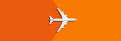 平躺设计旅行概念飞机黄色的橙色背景复制空间