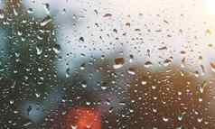 太阳雨滴玻璃下雨纹理玻璃