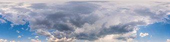 蓝色的日落天空全景蓬松的积云云无缝的Hdr帕诺球形equirectangular格式完整的天顶可视化游戏天空更换空中无人机全景照片