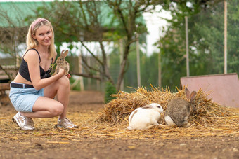 女孩棕色（的）欧芹兔子提要复活节兔子白色背景健康的概念集团啮齿动物自然夏天皮毛耳朵眼睛蔬菜图片