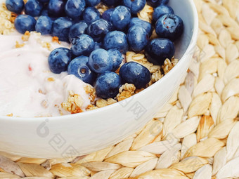 蓝莓酸奶<strong>麦片</strong>碗健康的<strong>早餐</strong>早....餐甜蜜的食物有机浆果水果饮食<strong>营养</strong>