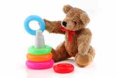 可爱的泰迪熊玩玩具环