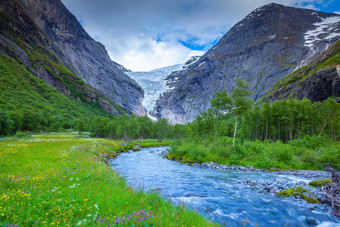 布里克斯达尔斯布林手臂约斯特达尔斯布林冰川挪威斯堪的那维亚