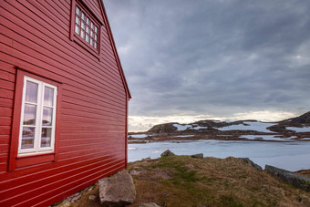 红色的rorbu<strong>百度</strong>保护区域挪威斯堪的那维亚