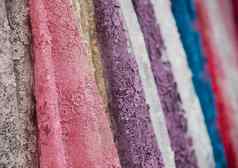 色彩斑斓的织物花边织物卷纺织商店行业卷明亮的彩色的织物
