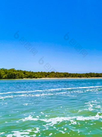全景景观视图常客岛自然海滩绿松石水墨西哥