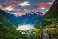 geirangerfjord村壮丽景色挪威北部欧洲