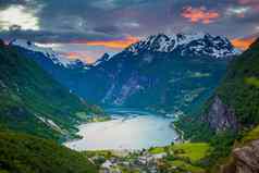 geirangerfjord村壮丽景色挪威北部欧洲