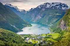 geirangerfjord村壮丽景色挪威北部欧洲