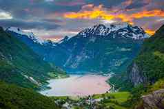 geirangerfjord村壮丽景色挪威北部欧洲