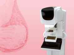 乳房x光检查设备筛选乳房癌症医院粉红色的背景呈现