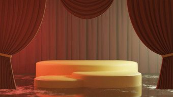 剧院阶段产品讲台上复古的风格窗帘背景插图渲染
