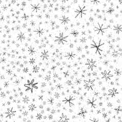 手画雪花圣诞节无缝的模式微妙的飞行雪片粉笔雪花背景有趣的粉笔handdrawn雪覆盖吸引人的假期季节装饰