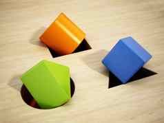 形状sorter谜题玩具广场圆三角形形状内部错误的的地方插图