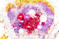 背景装饰闪闪发光的花环漂亮的明亮的球颜色圣诞节一年