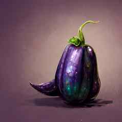 茄子茄子新鲜的蔬菜新鲜的成熟的茄子绿色茎紫罗兰色的背景