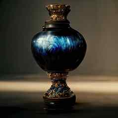 华丽的巴洛克式的花瓶数字艺术风格插图