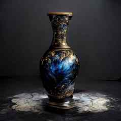 华丽的巴洛克式的花瓶数字艺术风格插图