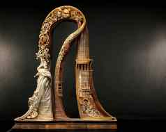 图片巴洛克式的竖琴雕像插图