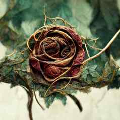 图片干玫瑰干葡萄树插图