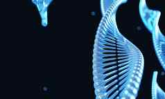 蓝色的螺旋太太染色体遗传修改黑色的背景科学医疗概念插图呈现