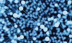 摘要蓝色的光灯泡未来主义的技术网络节点电缆数据行传输链接沟通结构概念神经元大脑电子主题元素插图
