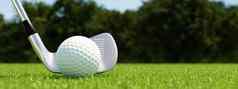 高尔夫球球高尔夫球俱乐部球道绿色背景体育运动运动概念插图呈现