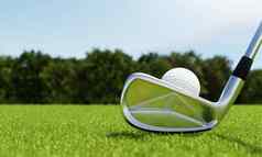 高尔夫球球三通高尔夫球俱乐部球道绿色背景体育运动运动概念插图呈现
