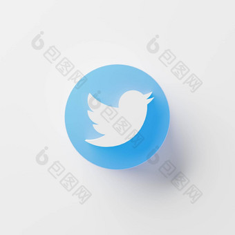 春武里泰国4月关闭推特标志图标孤立的白色背景推特最大社会媒体移动应用程序世界浅深度场插图呈现