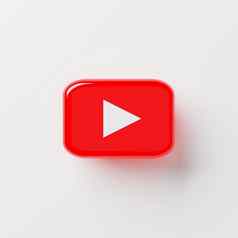 春武里泰国10月关闭YouTube标志图标孤立的白色背景YouTube最大视频分享网站世界浅深度场插图呈现