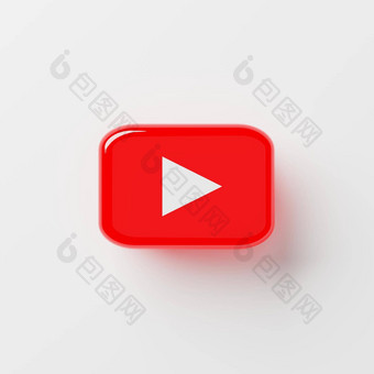 春武里泰国10月关闭YouTube标志图标孤立的白色背景YouTube最大视频分享网站世界浅深度场插图呈现
